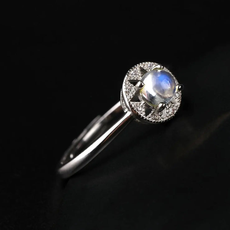 Anneau envoûtant avec Pierre de Lune ronde "Sensibilité" | Bijoux Chakra