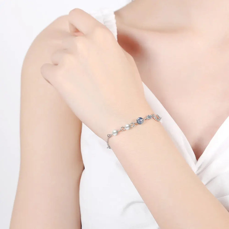 Bracelet Envoûtant en Pierre de Lune "Croissant Azur" | Bijoux Chakra