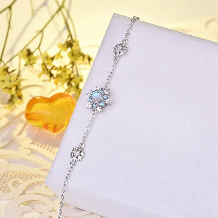 Bracelet Sérénité en Pierre de Lune "Fleurs de Paix" | Bijoux Chakra