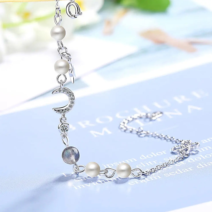 Bracelet Envoûtant en Pierre de Lune "Croissant Azur" | Bijoux Chakra