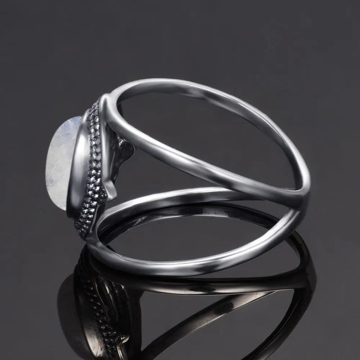 Bague élégante en argent ornée de Pierre de Lune "Espoir" | Bijoux Chakra