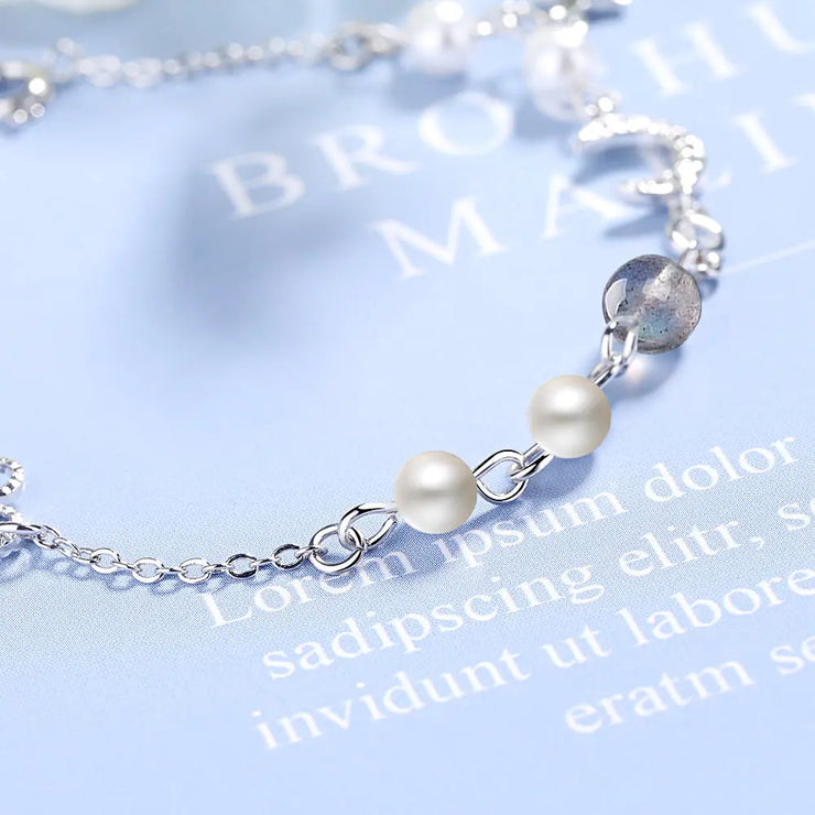 Bracelet Envoûtant en Pierre de Lune "Croissant Azur" | Bijoux Chakra