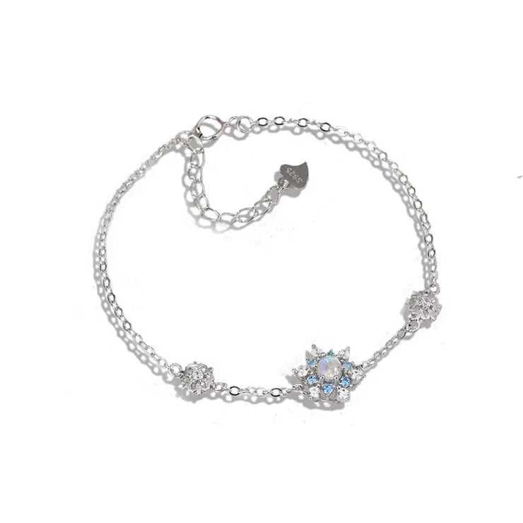 Bracelet Sérénité en Pierre de Lune "Fleurs de Paix" | Bijoux Chakra