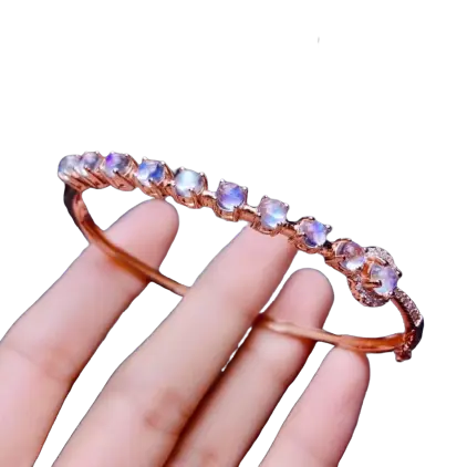 Bracelet Éclat Millénaire en Or Rose avec Pierre de Lune | Bijoux Chakra