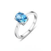 Solitaire Éclatant en Aigue Marine - Lueur Envoûtante de l'Aurore | Bijoux Chakra
