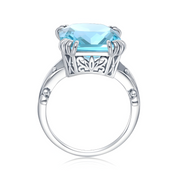 Bague Carrée en Aigue-Marine - Mystère du Lagon | Bijoux Chakra