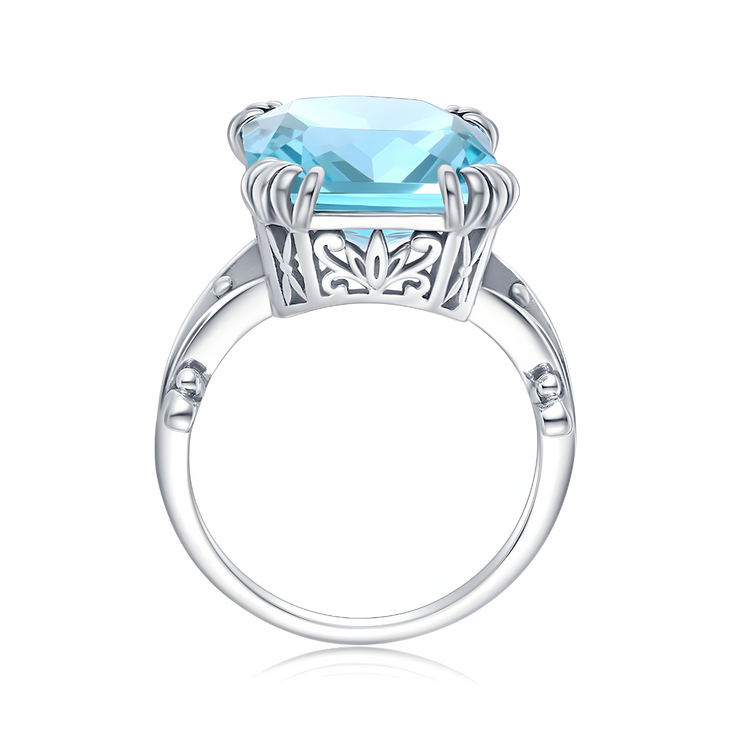 Bague Carrée en Aigue-Marine - Mystère du Lagon | Bijoux Chakra