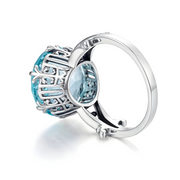Éclatante Bague Aigue Marine Taille Émeraude - Rayonnement Océanique | Bijoux Chakra