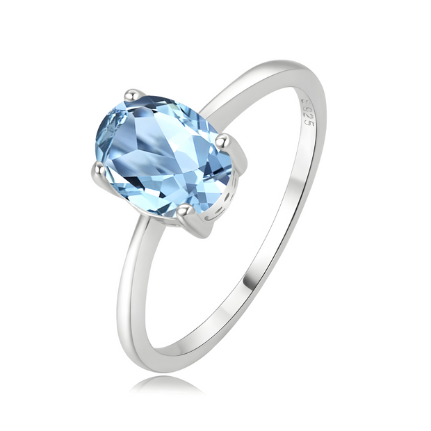 Élégante Bague en Argent avec Aigue-Marine - Sirène des Océans | Bijoux Chakra