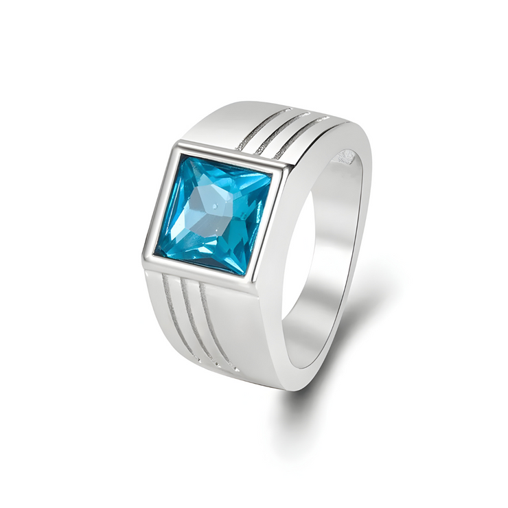 Bague Tank Aigue Marine - Éclat du Rivage | Bijoux Chakra