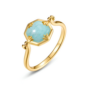 Bague Éclatante en Amazonite et Or - Aurore Rayonnante | Bijoux Chakra