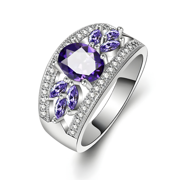 Éclat Céleste - Bague en Argent avec Améthyste | Bijoux Chakra