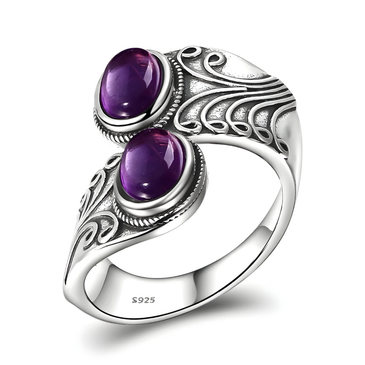 Bague Ancienne en Améthyste - L'Éclat de la Rose de Minuit | Bijoux Chakra