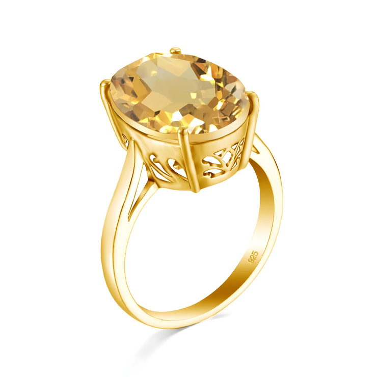 Bague Éclatante en Vermeil avec Citrine - Ambre Éternel | Bijoux Chakra