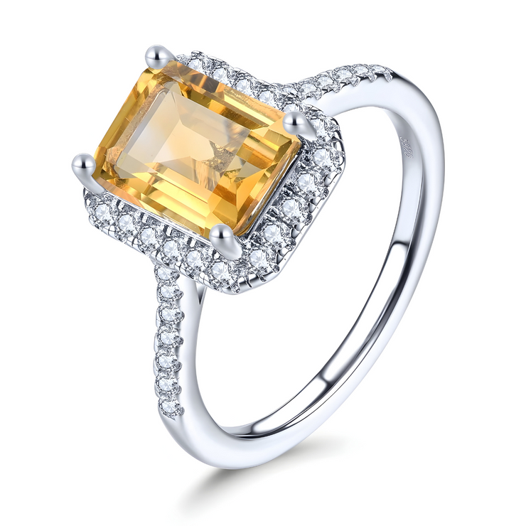 Bague en Citrine et Diamant - Éclat Doré Raffiné | Bijoux Chakra