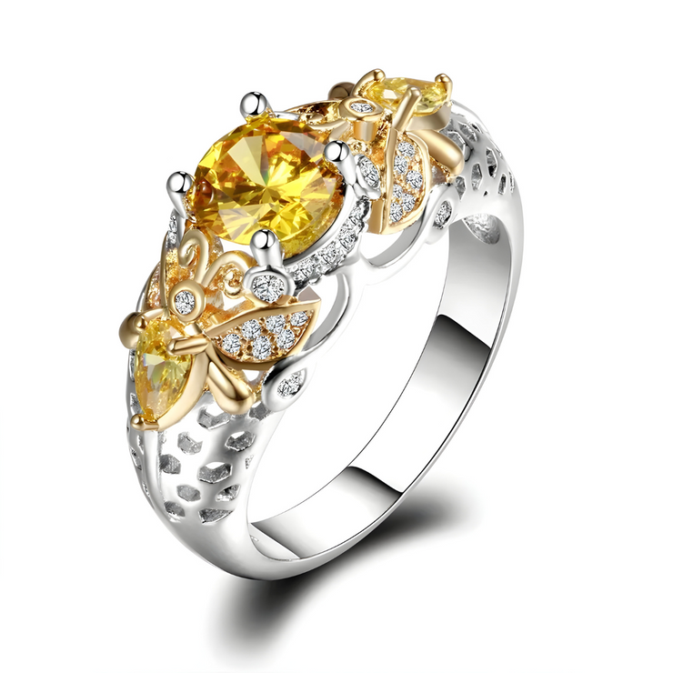 Bague Ancienne en Citrine - Éclat Automnal | Bijoux Chakra