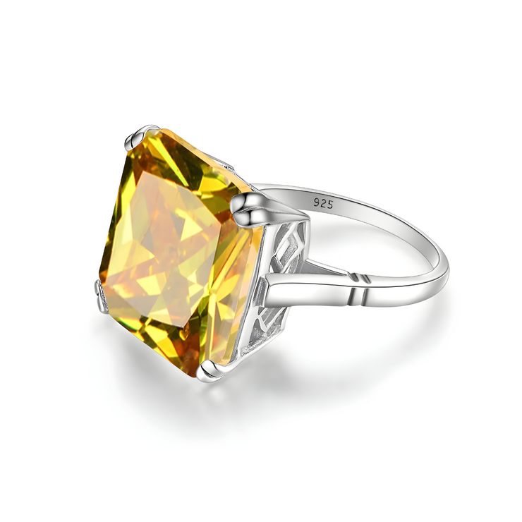 Anneau Captivant en Citrine Jaune - Brillance Dorée Liquide | Bijoux Chakra