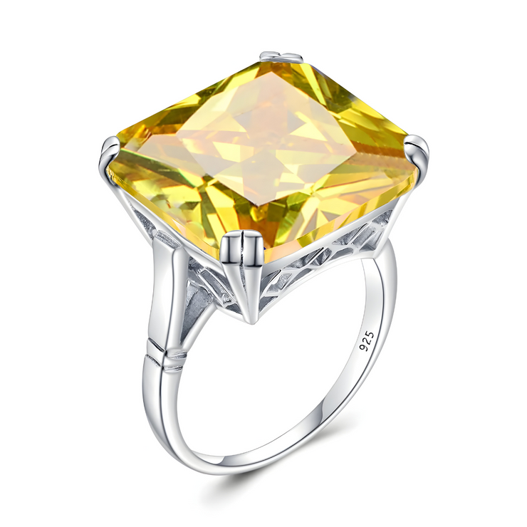 Anneau Captivant en Citrine Jaune - Brillance Dorée Liquide | Bijoux Chakra