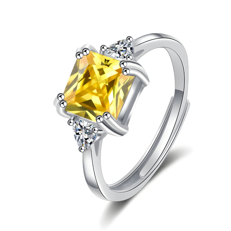 Bague de Fiançailles Éclatante en Citrine - Plume d'Or | Bijoux Chakra