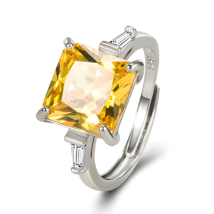 Bague en Argent avec Citrine - Éclat Doré Prisme | Bijoux Chakra