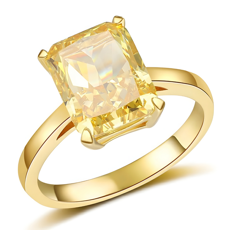 Bague Citrine Rectangulaire Éclatante - Rayons du Midi | Bijoux Chakra