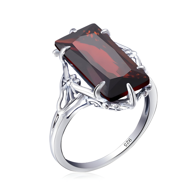 Bague Éclatante en Vermeil avec Grenat Rouge | Bijoux Chakra
