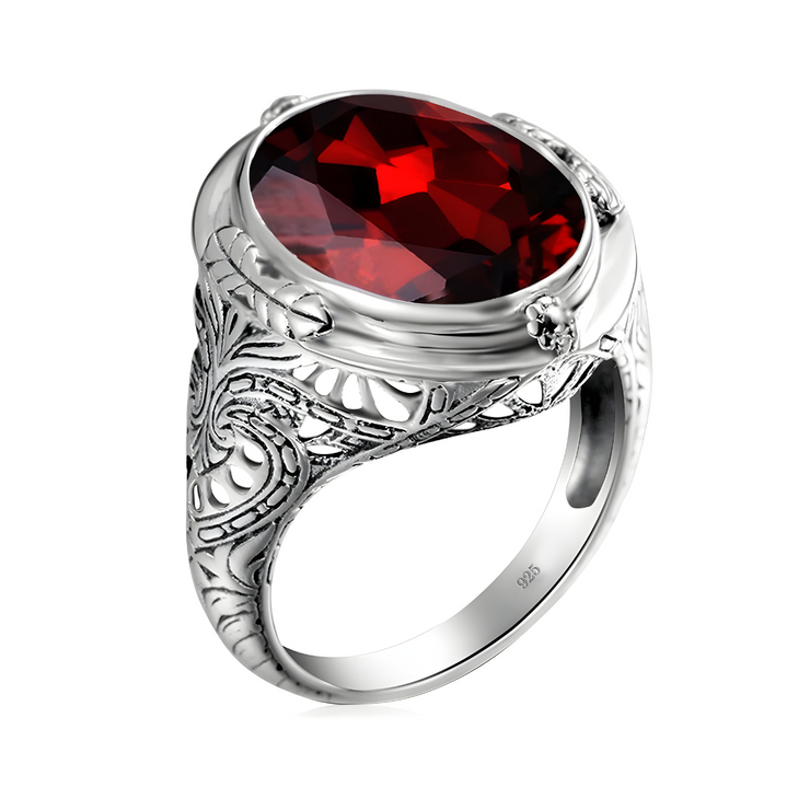 Bague Vintage Grenat - Éclat Éblouissant | Bijoux Chakra