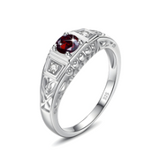 Bague en Argent Sophistiquée avec Grenat Noble | Bijoux Chakra