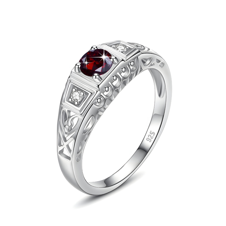 Bague en Argent Sophistiquée avec Grenat Noble | Bijoux Chakra