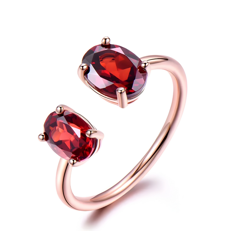 Bague en Or Grenat - Éclat Rouge d'Hiver | Bijoux Chakra