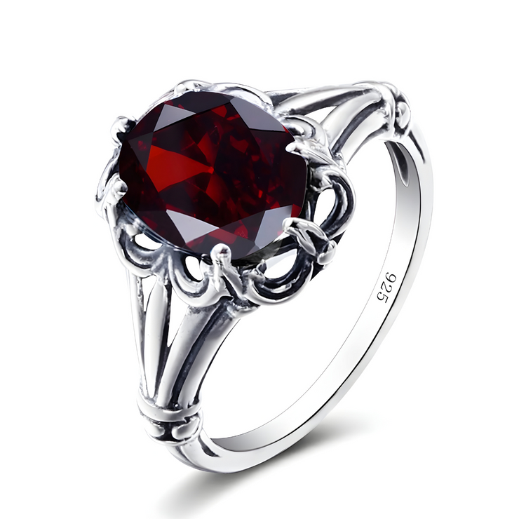 Bague Éblouissante en Grenat Cabochon - Pierre de Minuit | Bijoux Chakra