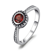 Bague Argent Éclatante au Grenat - Reflet Carmin | Bijoux Chakra