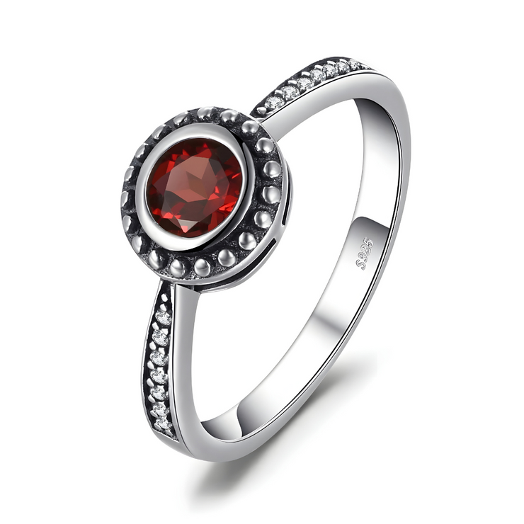 Bague Argent Éclatante au Grenat - Reflet Carmin | Bijoux Chakra