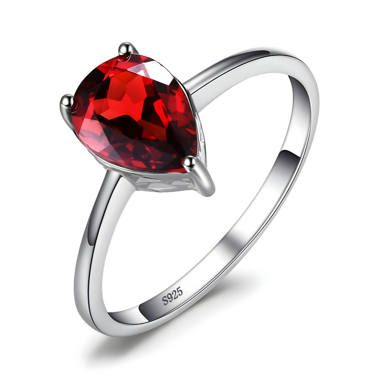 Bague en Argent au Grenat - Rouge Étincelant | Bijoux Chakra