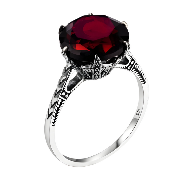 Éclatante Bague au Grenat Catalan - Rouge Éternel | Bijoux Chakra