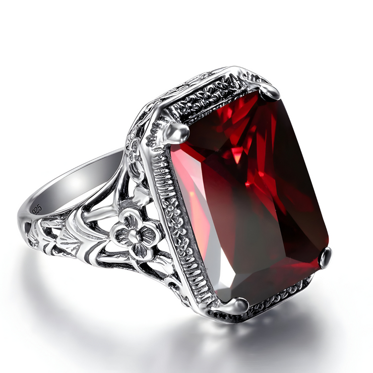 Bague Homme en Grenat - Rouge Éclatant Noblesse | Bijoux Chakra
