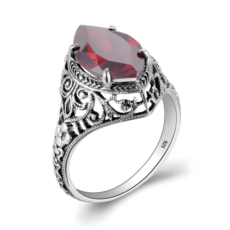 Bague Marquise en Grenat - Rouge Resplendissant | Bijoux Chakra