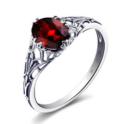Élégante Bague en Argent avec Grenat - Rouge de Minuit | Bijoux Chakra