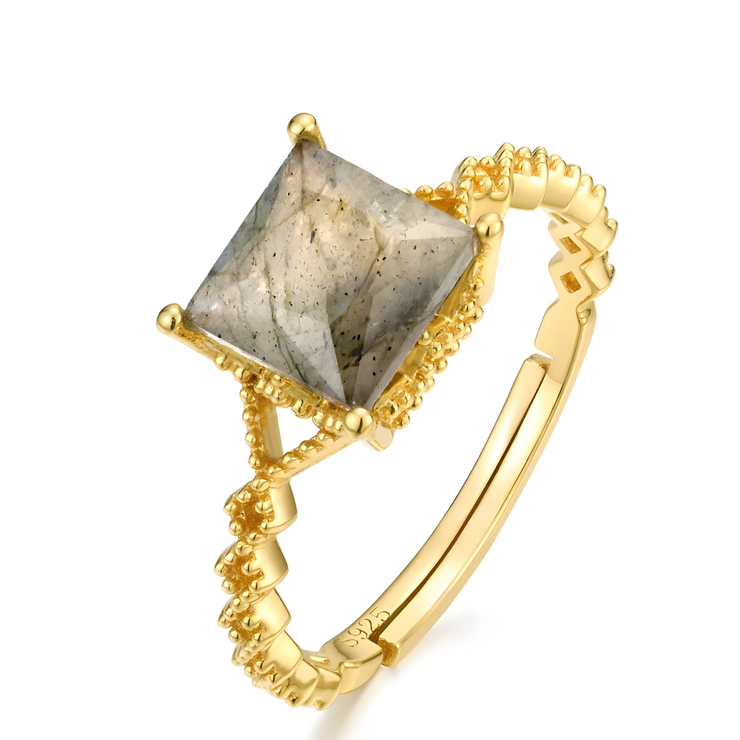 Bague Éclatante en Labradorite et Or - Brume Étoilée | Bijoux Chakra