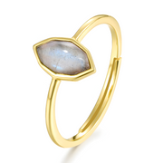 Éclatante Bague en Labradorite Blanche - Collection Gemme Boréale | Bijoux Chakra