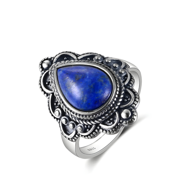 Éblouissante Bague en Argent avec Lapis Lazuli - Mer Étoilée | Bijoux Chakra