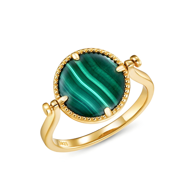 Bague Éblouissante en Argent avec Malachite - Vert d'Antan | Bijoux Chakra
