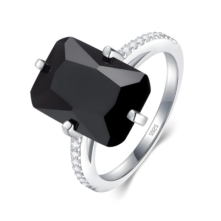 Bague Étoile Noire en Obsidienne Argentée - Élégance Sombre | Bijoux Chakra