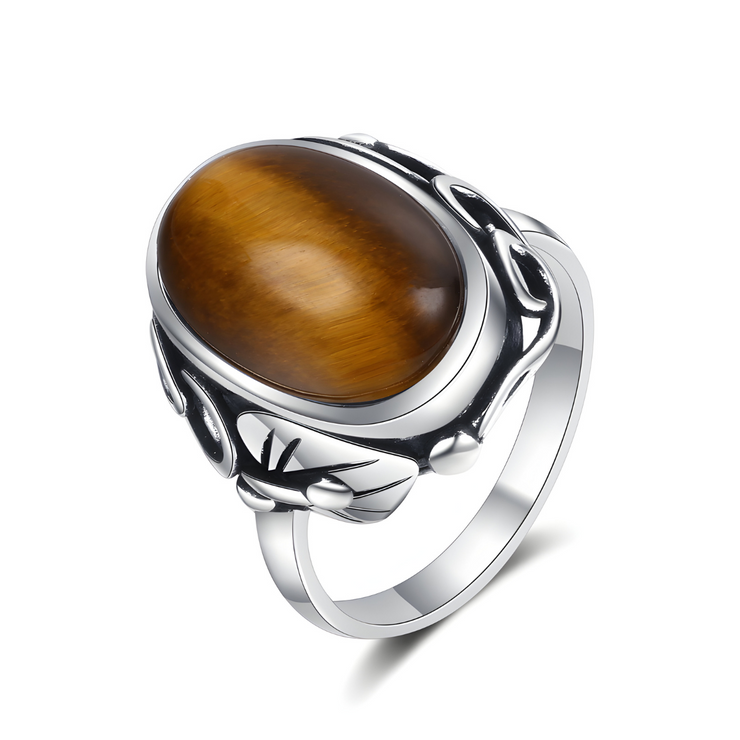 Bague Éblouissante en Oeil de Tigre - Reflets Dorés | Bijoux Chakra