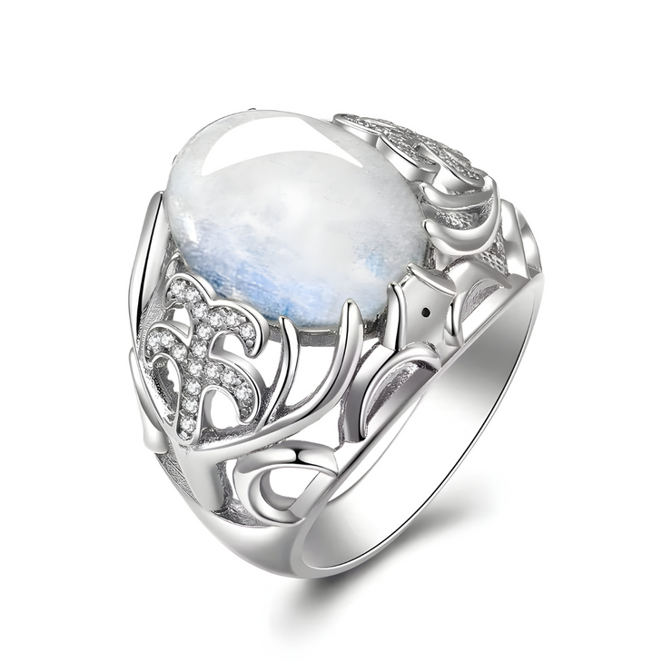 Bague Bella en Pierre de Lune - Éclatante Douceur Blanche | Bijoux Chakra