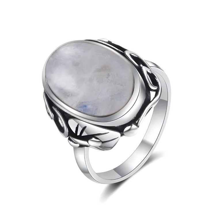Bague Authentique en Pierre de Lune - Éclat d'Étoile Blanche | Bijoux Chakra