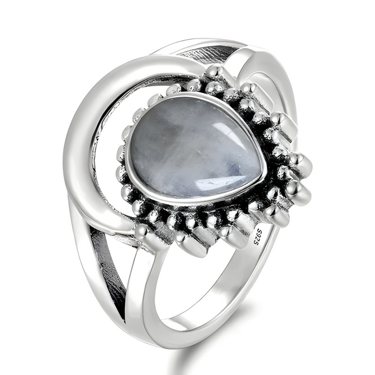 Bague Cabochon en Pierre de Lune - Éclat Mystique Lunaire | Bijoux Chakra
