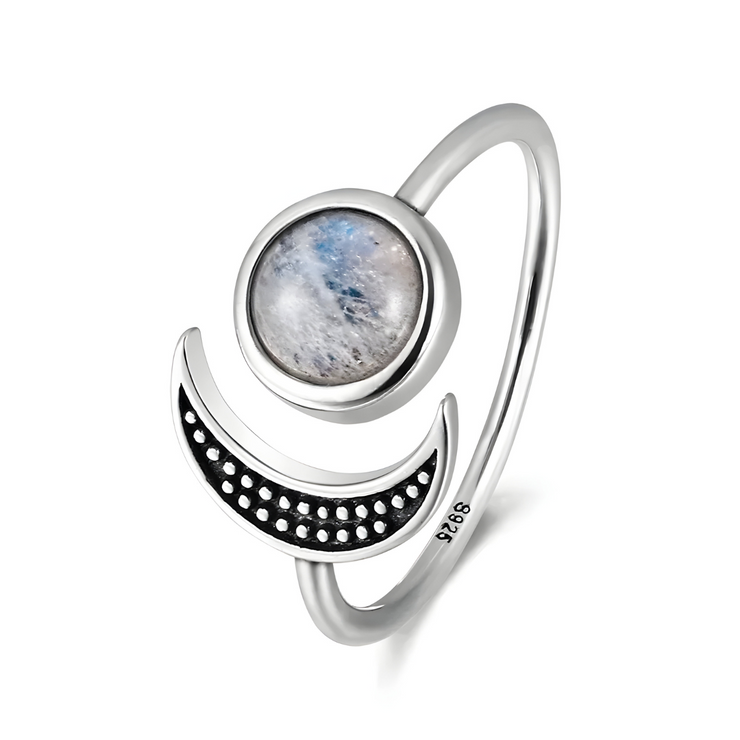 Élégante Bague en Pierre de Lune - Éclat Étoilé | Bijoux Chakra