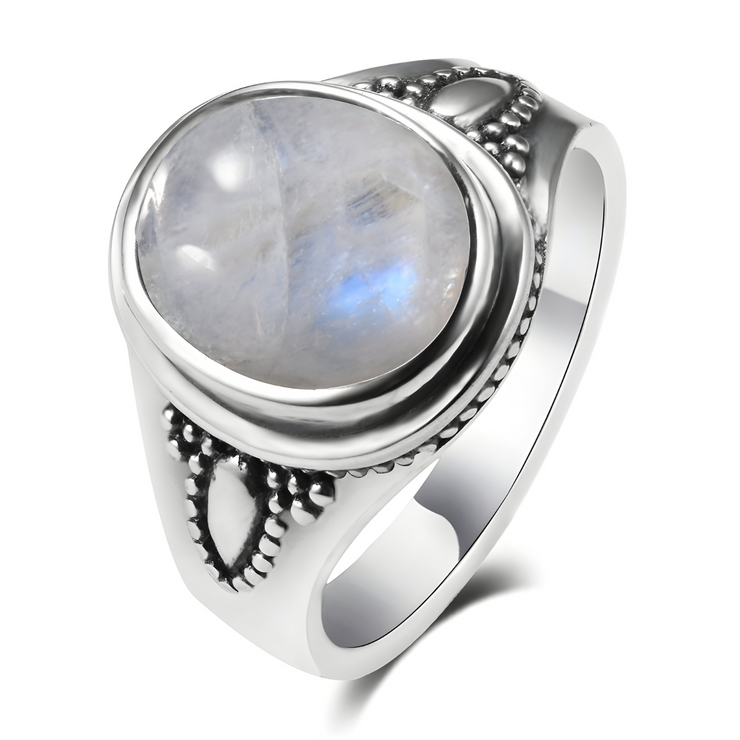 Bague Éclatante de Pierre de Lune - Lithothérapie Prisme Lunaire | Bijoux Chakra