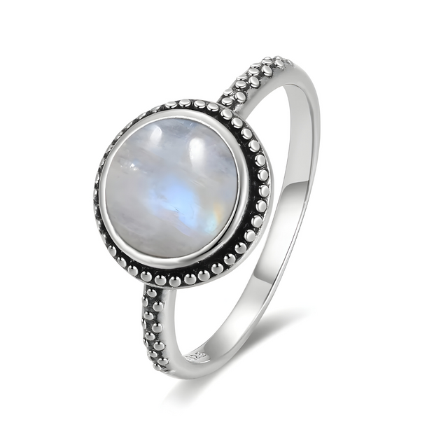 Élégante Bague Pierre de Lune - Lueur d'Aurore | Bijoux Chakra